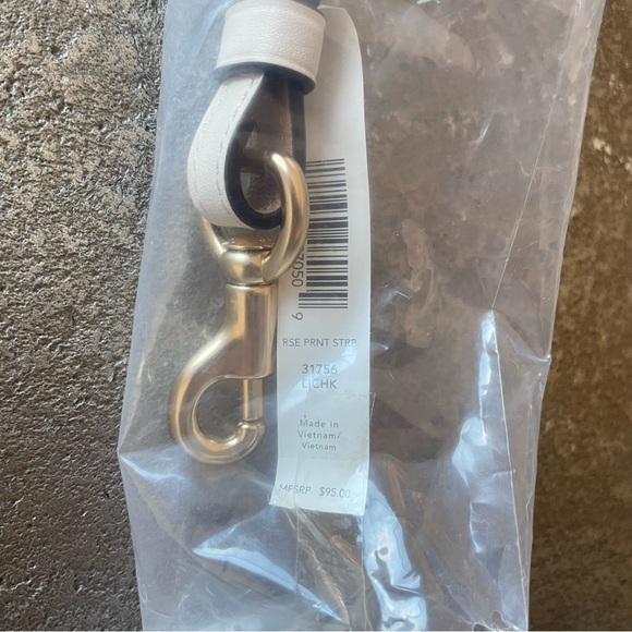 Coach Pink Floral Print Pebble Leather Purse Strap with Gold Accents - Picture 7 of 8